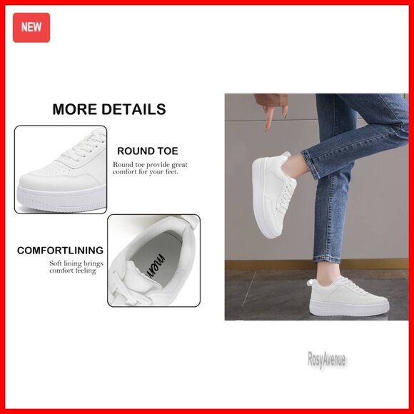 Platform Sneakers with Cushioned Insole, Lightweight Fashion Shoes for Walking - Picture 7 of 7